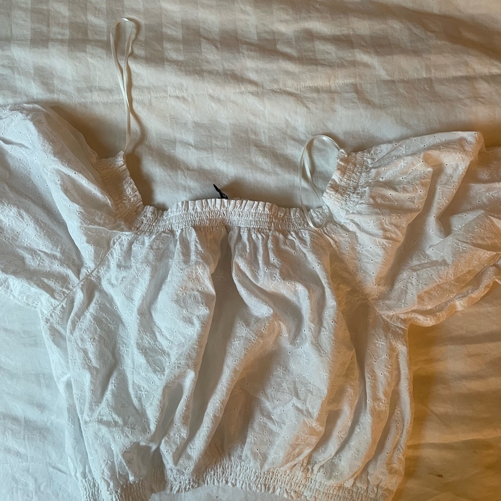 Divided White Ruffle Top - Picture 2 of 3